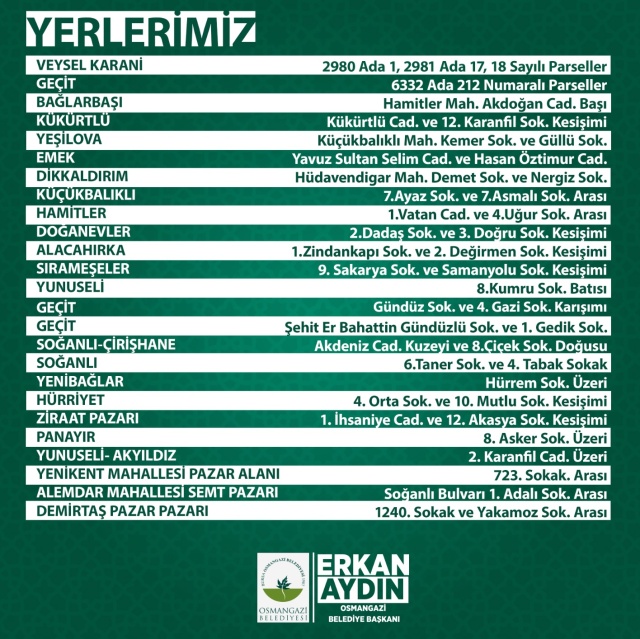 Osmangazi’de Kurban Kesim Yerleri Belirlendi